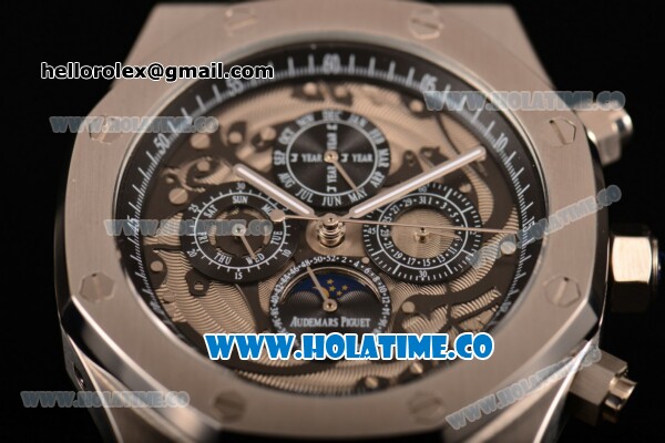 Audemars Piguet Royal Oak Automatic Movement Black Skeleton Dial with Silver Case and SS Strap - Click Image to Close